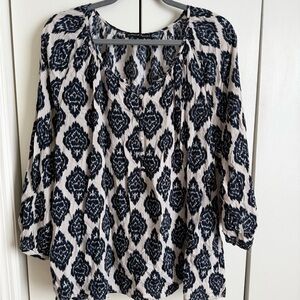 Marina Luna Black and White Patterned Blouse